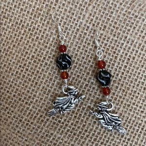 Witch on the Broom, Earrings Halloween